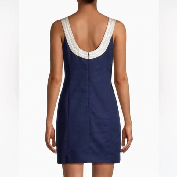 Lilly Pulitzer ‘Valli Shift’ Embroidered Mini Dress, Navy Blue and Gold, size 10 - Picture 2 of 12